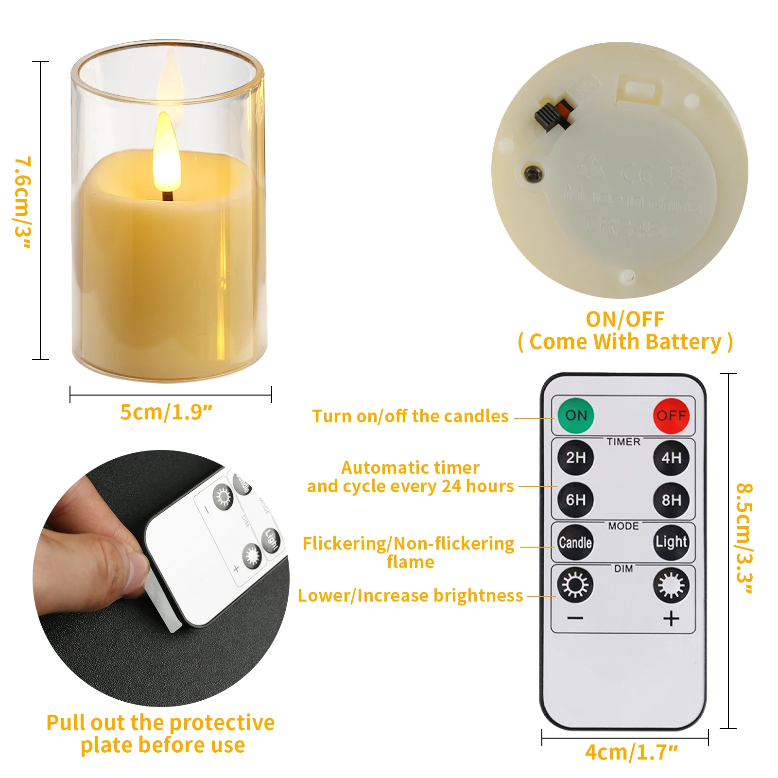6/12/24Pcs Led Flameless Electric Candles Lamp Acrylic Glass Battery Flickering Fake Tealight Candle Bulk For Wedding Christmas image 5