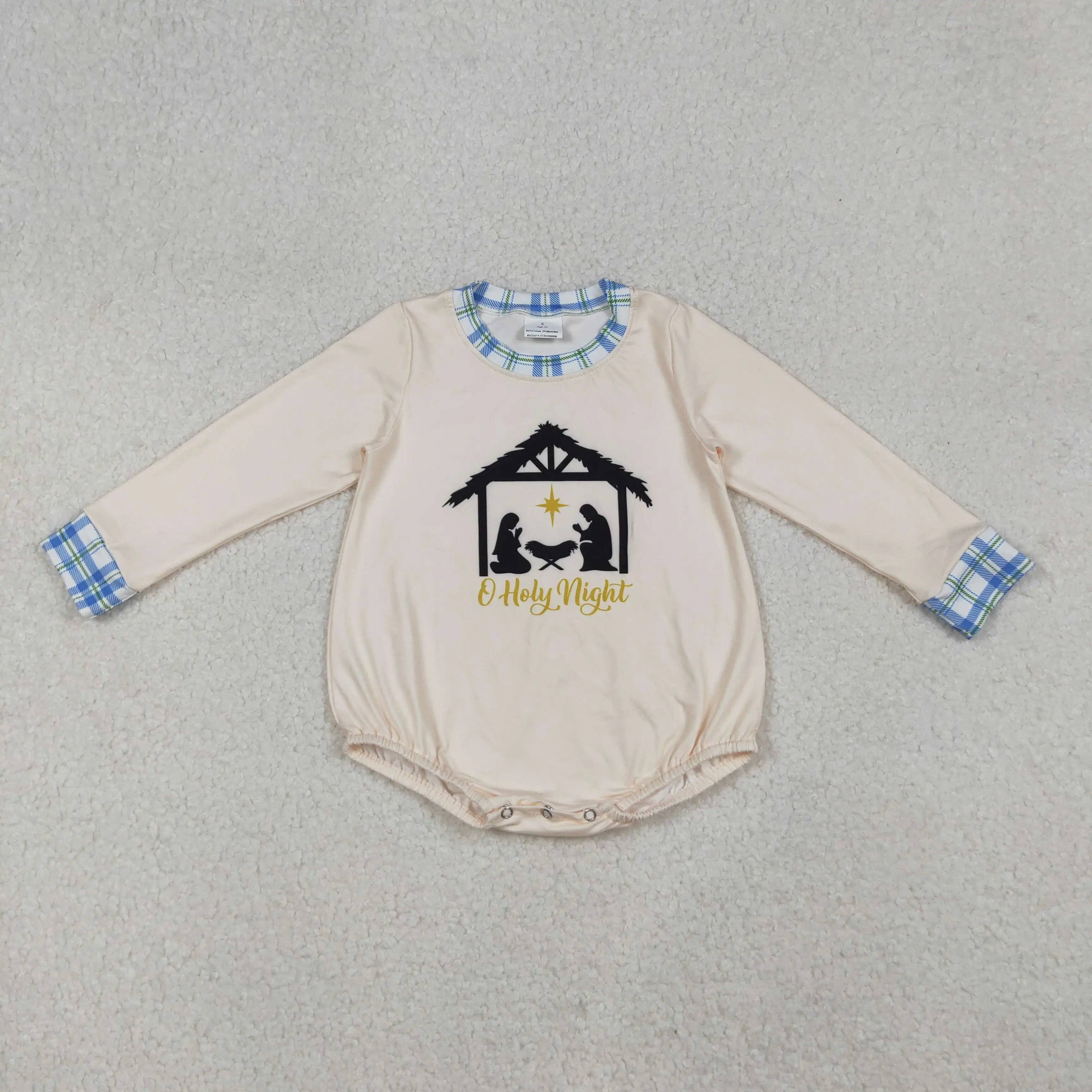 

X9.18 Wholesale baby girls children's Christmas romper holy night Jesus beige long-sleeved onesie