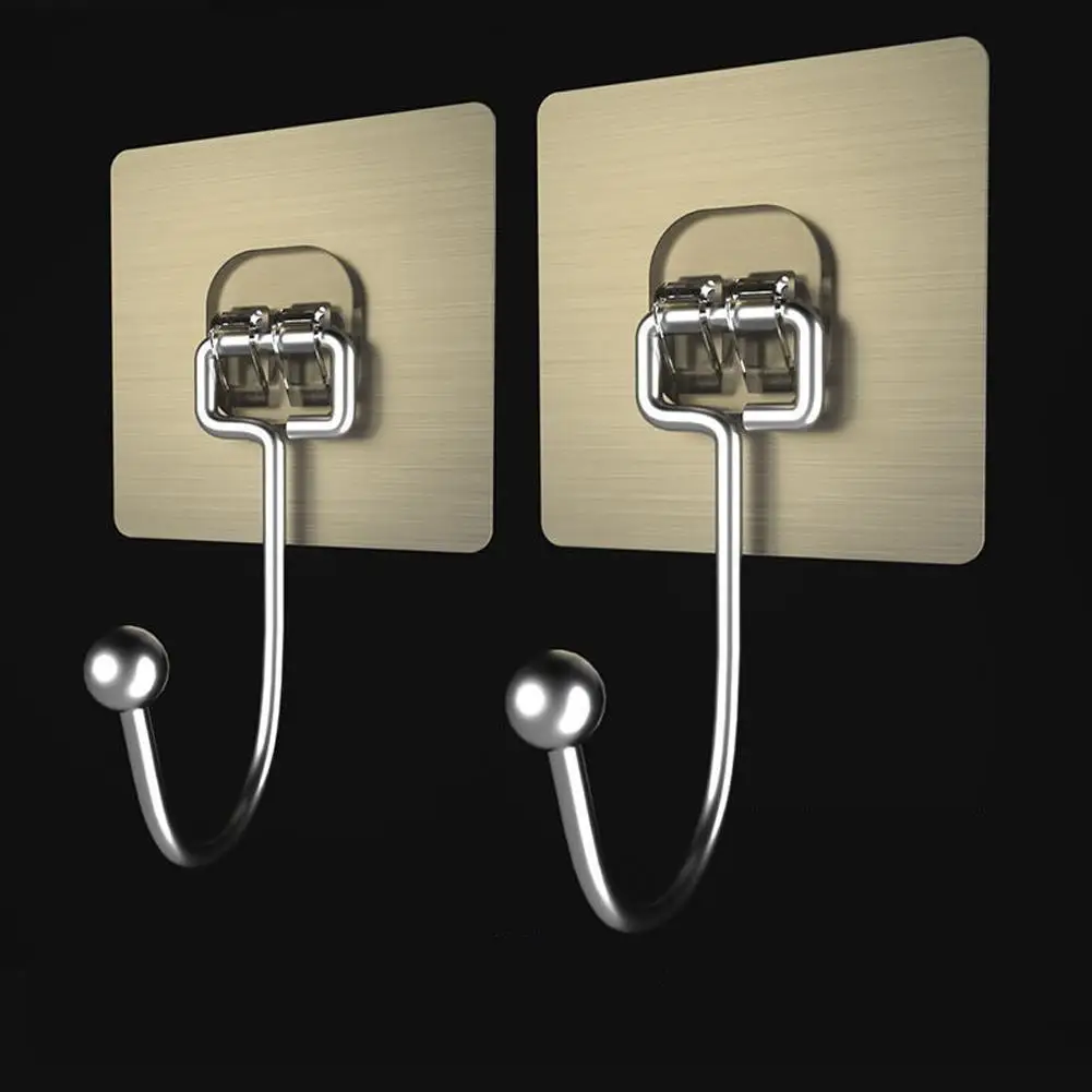 1pcs Self Adhesive Hooks Non-punching Strong Sticky No Trace Wall Hook For Kitchen Bathroom Towel Bags Storage Hanging Hold V3l4