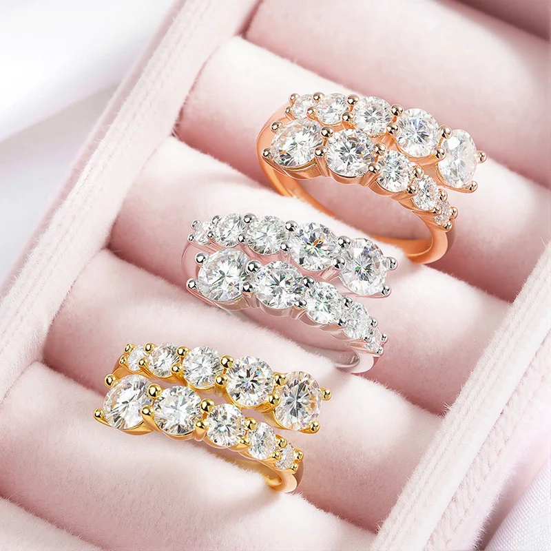 Smyoue 10 보석 여성을위한 전체 Moissanite 반지 스파클링 완벽한 실험실 만... - 1