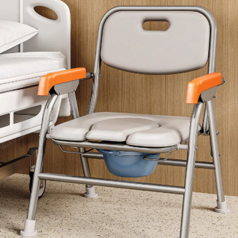 Foldable Commode Chair for Elderly Portable Toilet Chairs with Armrests Ergonomics Bathroom Shower Chair For Seniors Toilet Seat