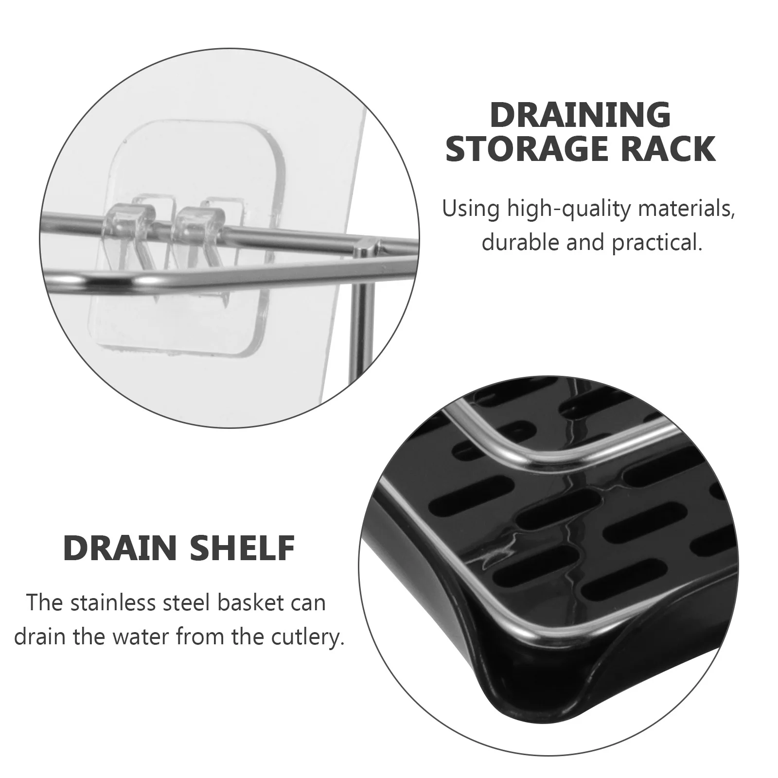 

1Pcs Kitchen Dishcloth Chopsticks Drain Rack Black Stainless Steel Storage Shelf Stylish Practical Multiscene Use