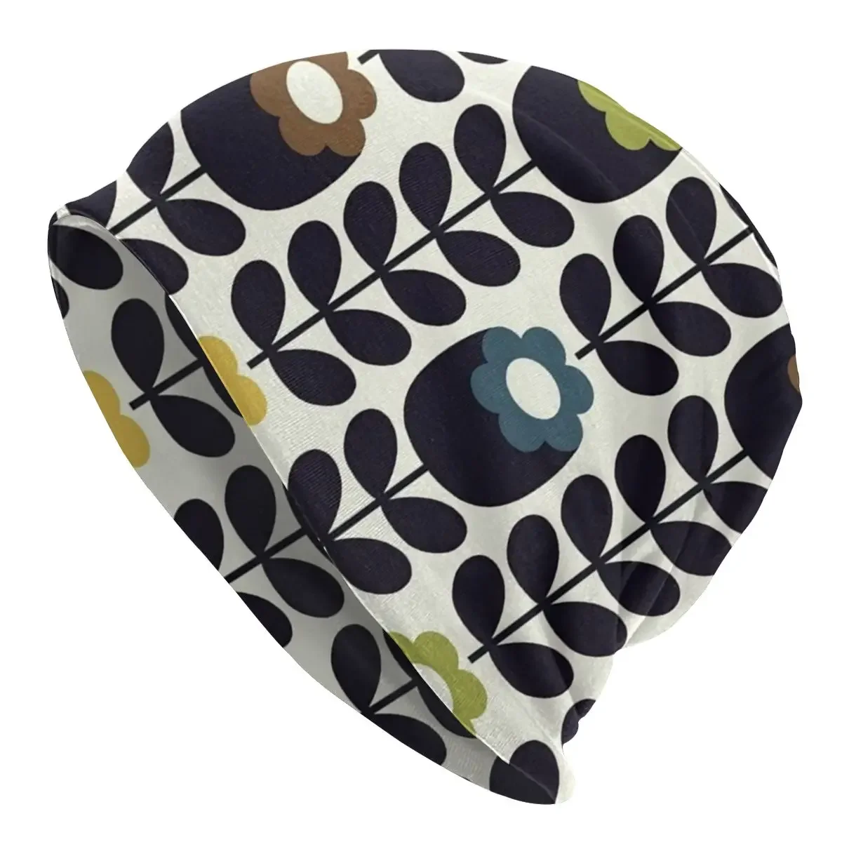 

Hip Hop Orla Kiely Floral Fabric Skullies Beanies Men Women Winter Warm Slouchy Beanie Hat Scandinavian Knitted Bonnet Cap