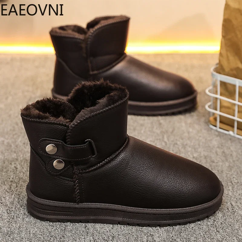 

Мужские ботинки Snow Boot High Tops Мужская зимняя обувь без шнуровки сохраняет тепло, противоскользящая, легко чистится, EAEOVNI, мужская обувь в взрывном стиле, новинка