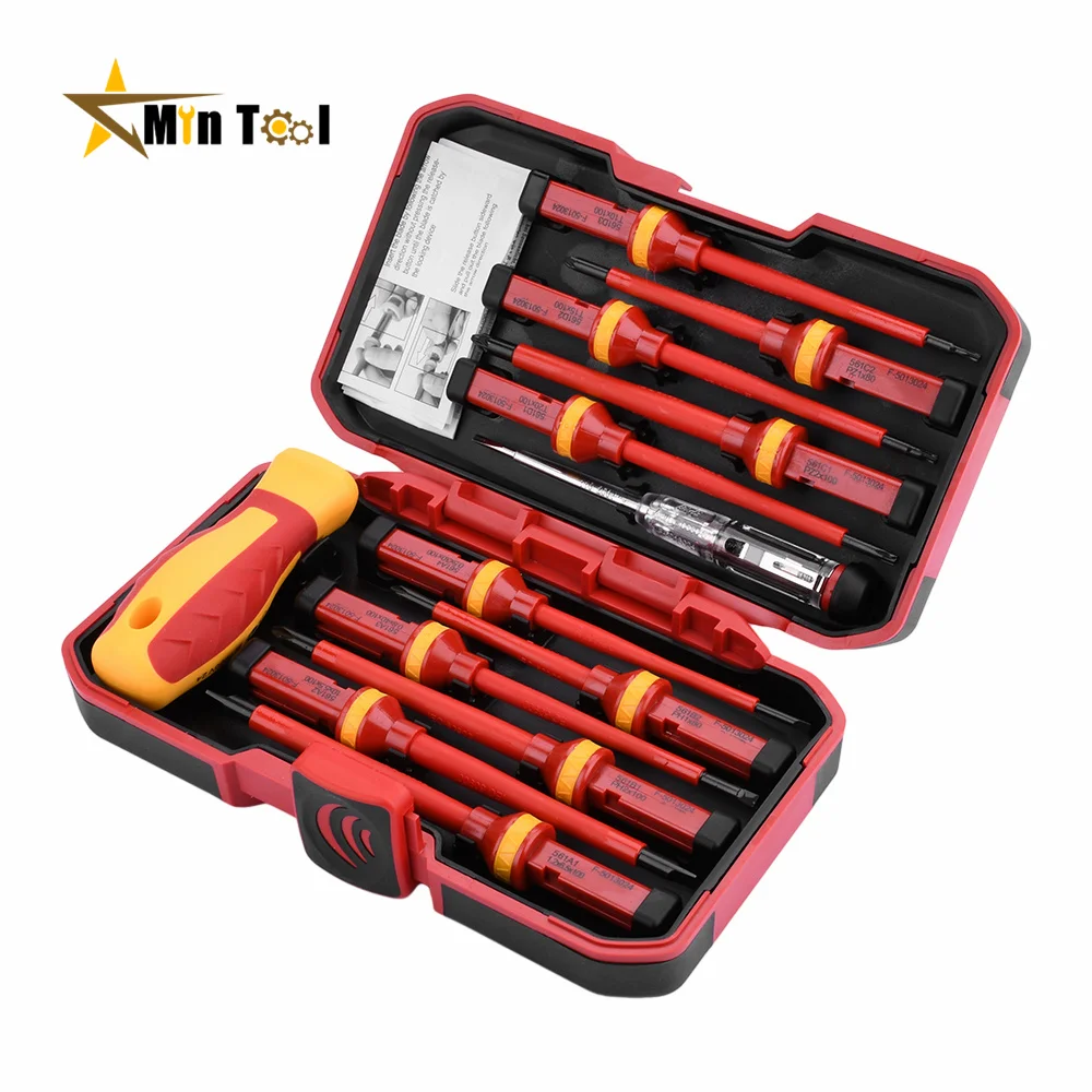 13PCS 1000V Changeable Insulated Screwdriver Set Magnetic Slotted Bits Repair Tool for Electrician Tool