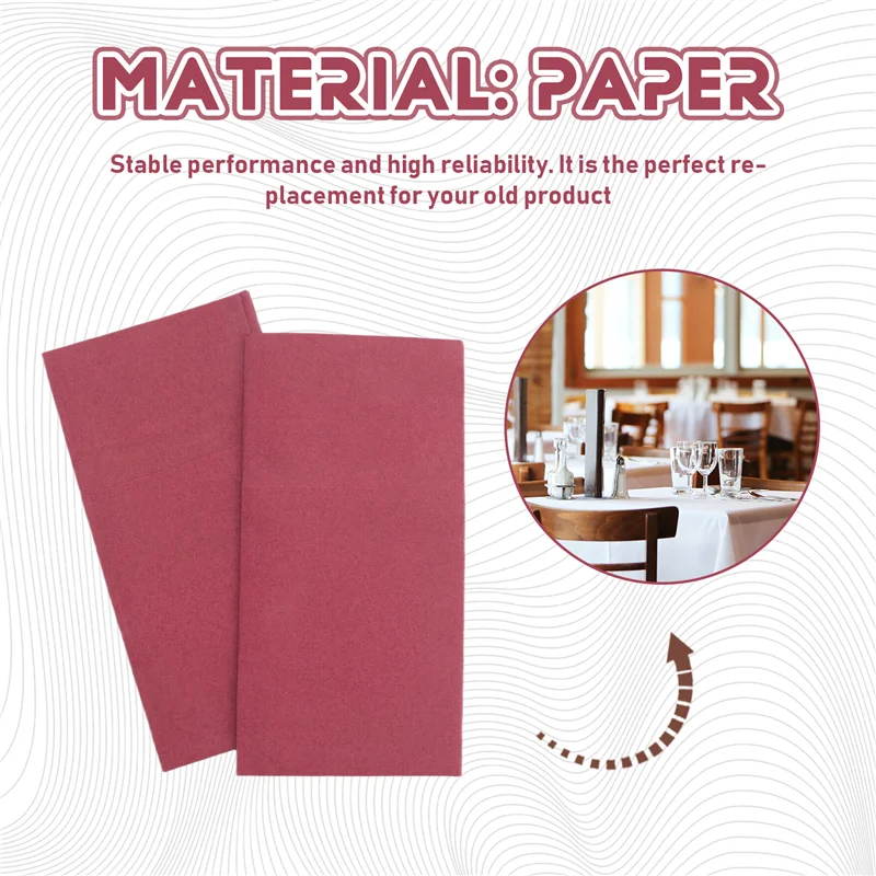 A006-50 шт. одноразовые салфетки для ужина со встроенным карманом для столовых приборов, сложенная ткань, как бумажные салфетки для свадебной вечеринки, красная дурака