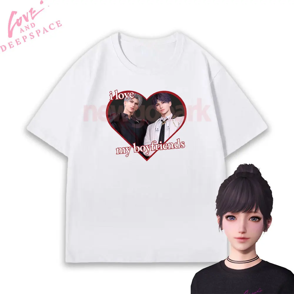 

Футболка с принтом «I Love My Boyfriend Sylus and Rafaye» Otome Game Love and Deepspace Футболки для женщин и мужчин, хлопковые топы для подруги