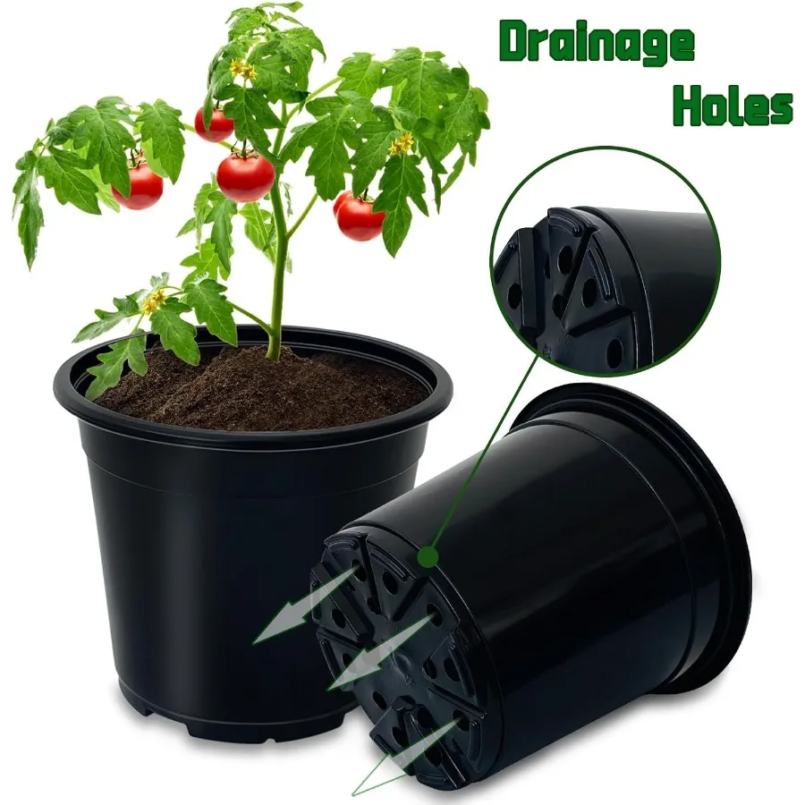 60 قطعة أواني الحضانة النباتية الأواني البلاستيكية السوداء مع ثقوب الصرف حديقة زهرة الحاويات الشتلات وعاء لزراعة القطع تران #3