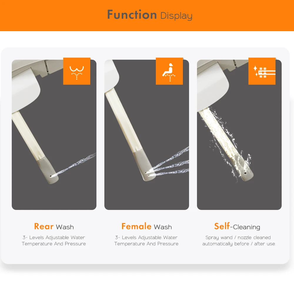 Home Plastic Female Intelligent Heating Smart Bidet Toilet Seat With Temperature