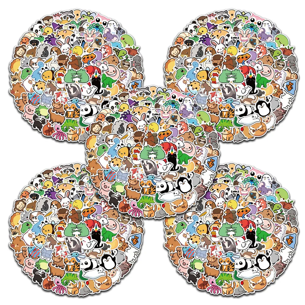 

5 sets Cute Cartoon Animals Graffiti Stickers For Laptop Water Bottle Luggage Notebook Guitar Phone Waterproof Vinyl Decals