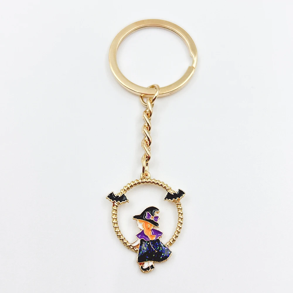 New Fashion Halloween Holiday Pumpkin Girl Bat KeyChain Key Chain Car Keyring Women Child Gift Jewelry