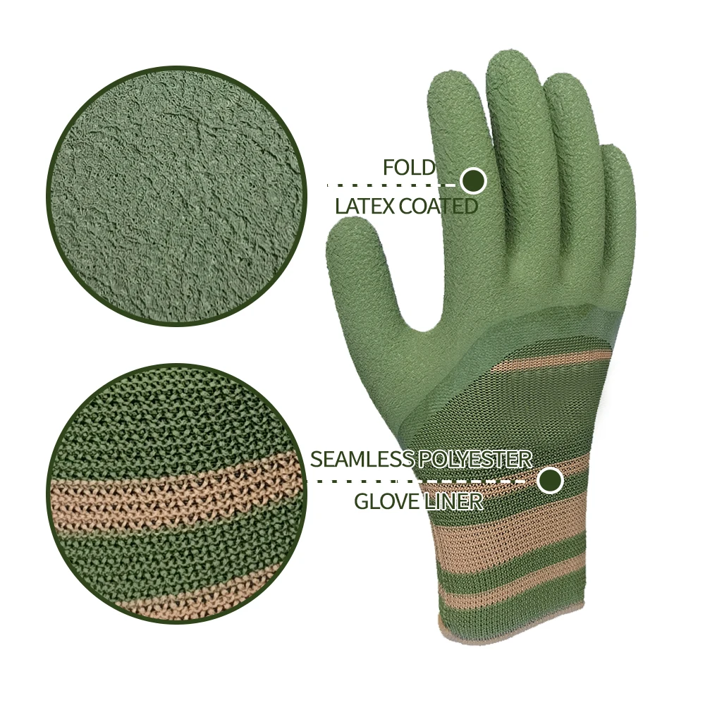 6 Pairs Work Gloves Crinkle Latex Rubber Gloves Professional Protective Gloves Construction Garden Men Womanen Factory Wholesale