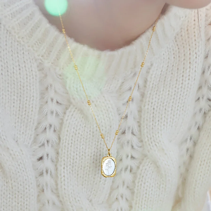 316L Stainless Steel Mirror Flowers Pendant Necklace For Women Girl New Trend Non-fading Neck Chain Jewelry Gift Party