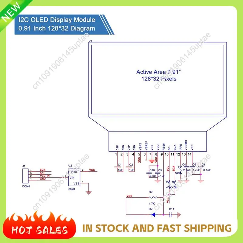 N88R 15 Pieces I2C Display Module 0.91 Inch I2C OLED Display Module I2C OLED Screen Driver DC 3.3V-5V(White Light)