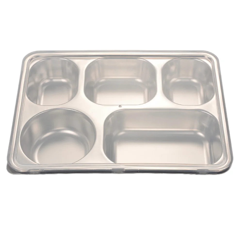 

Stainless Steel Food Plate Five Compartments Stackable Rectangular Tray for Camping Hiking Picnics Business Kitchens Restaurants