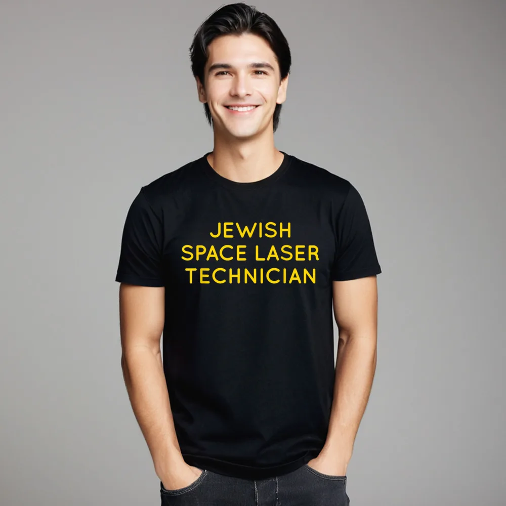 

Mans Family Tees Crewneck Thanksgiving Day 100% Cotton T Shirts Slogan Short Sleeve Jewish Space Laser Technician - Tops T Shirt