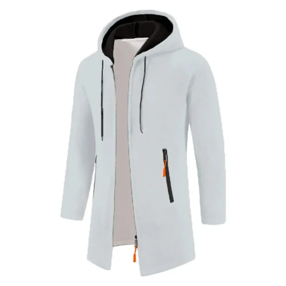 Autum Men Long Sleeve Hooded Sweater Warm Zipper Jacket Coats Solid Color Oversize Sweatshirts Winter Streetwear Zip Up Hoodie