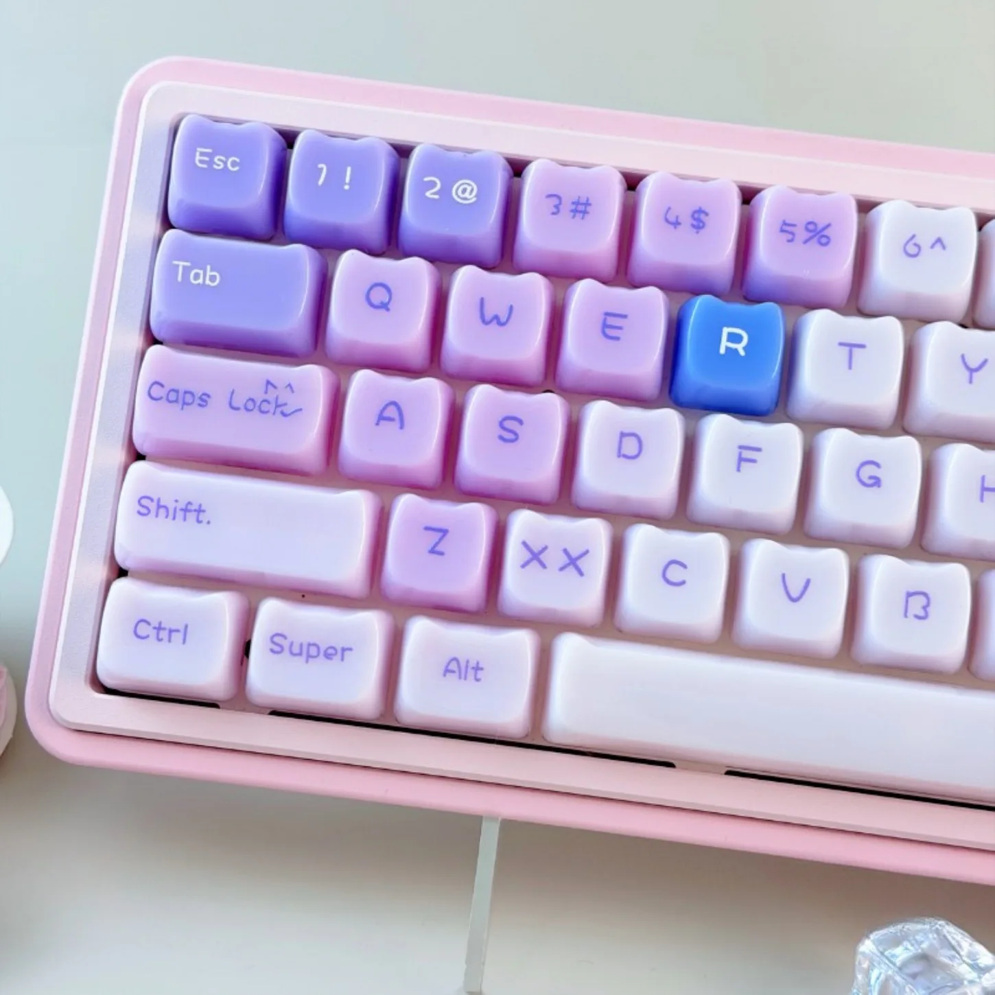 Pink Candy Cat Keycap MAO Cute Keycap with 130 Keys Suitable for MX Gamer Mechanical Keyboard