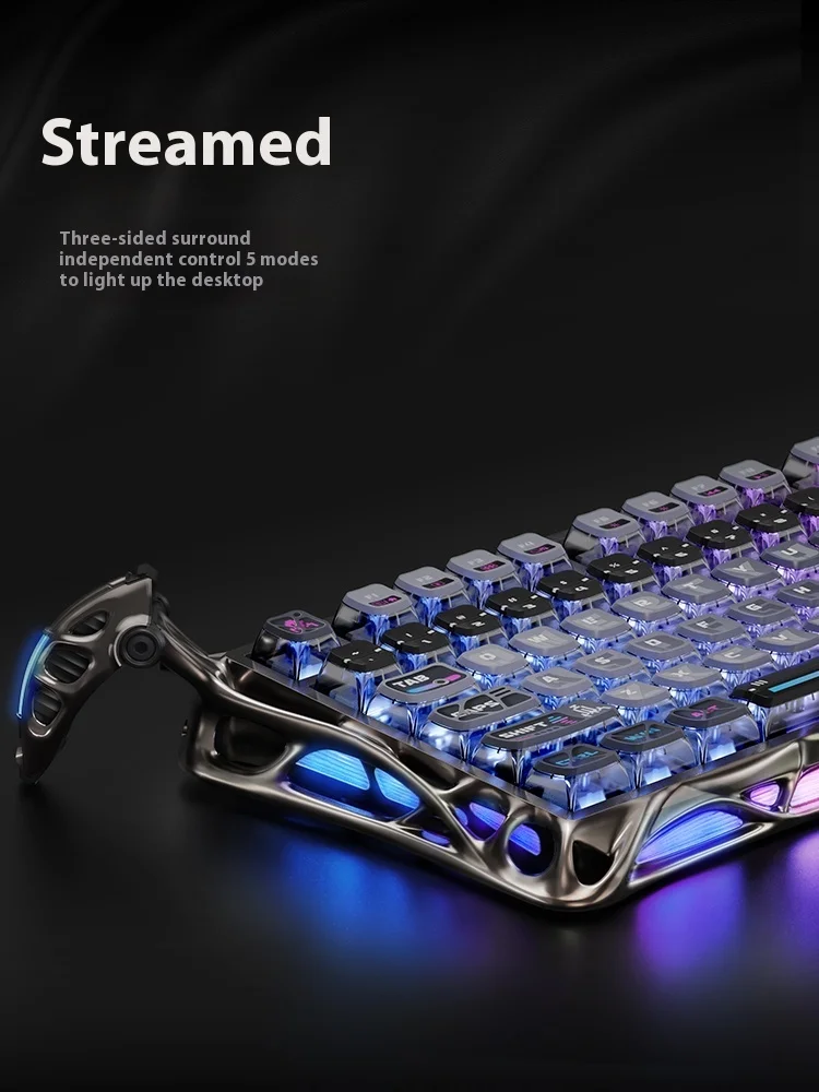Gravastar K1 لوحة المفاتيح الميكانيكية بلوتوث اللاسلكية سبائك الألومنيوم ثلاثي الوضع RGB ضوء لوحة مفاتيح الألعاب الرياضية الإلكترونية ملحقات الكمبيوتر #4