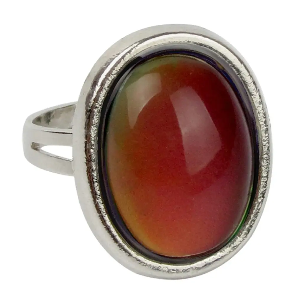 Oval Ring with Color Shift Unique Alloy Mood Band Fancy Colored Jewelry Ring for Women and Men