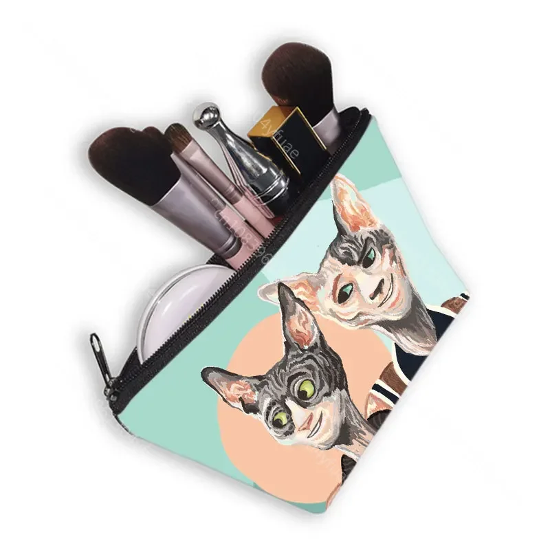 Sphynx Cat Print Cosmetic Bag Woman Multifunctional Beauty Bag Dustproof Storage Ladies Travel Makeup Case girls Makeup Bag