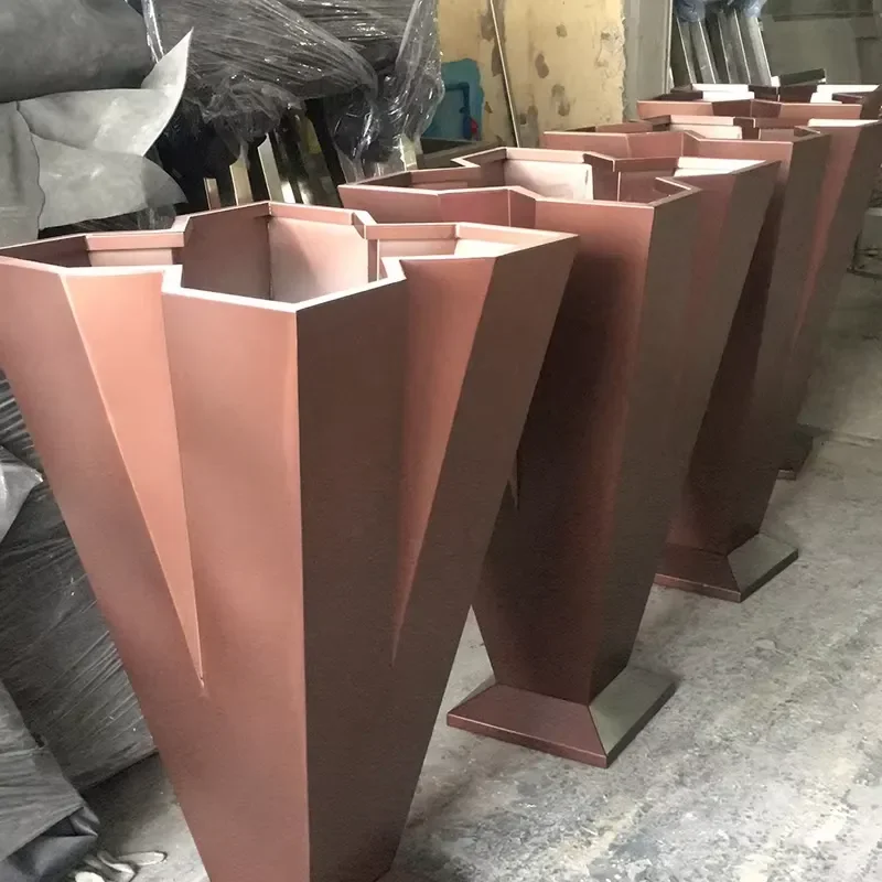 Large Movable Stainless Steel Combination Flower Box Outdoor Iron Stand with Planting Slot Nursery Garden Mall Flower Bed