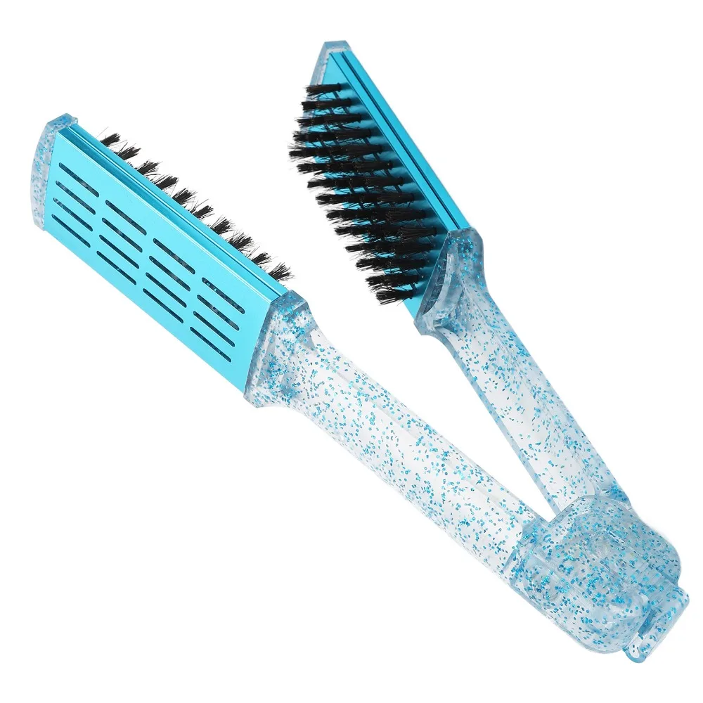 Multifunction Hair Straightener Clamp Brush ABS Exquisite Straightening Clamp Brush Blue Double Sided Straightener Brush - view 5