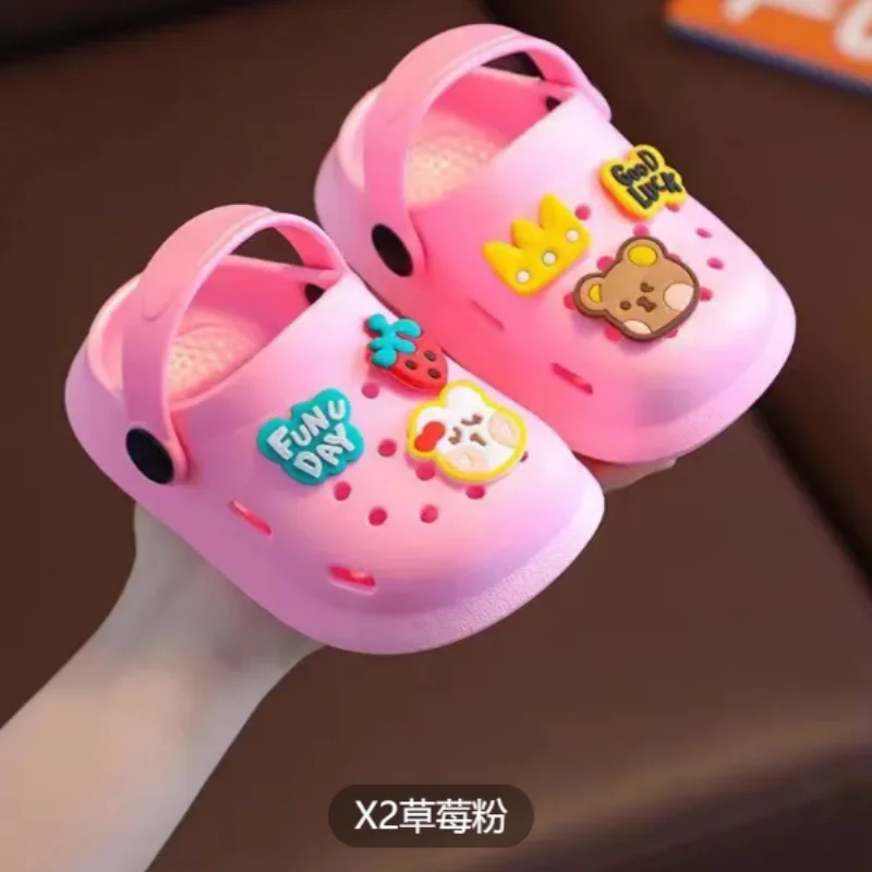 Boys Girls Cute Cartoon Beach Slippers Sandals Kids Garden Shoes Outdoor Children Slippers Baotou Anti-kick Water Shower Slipper