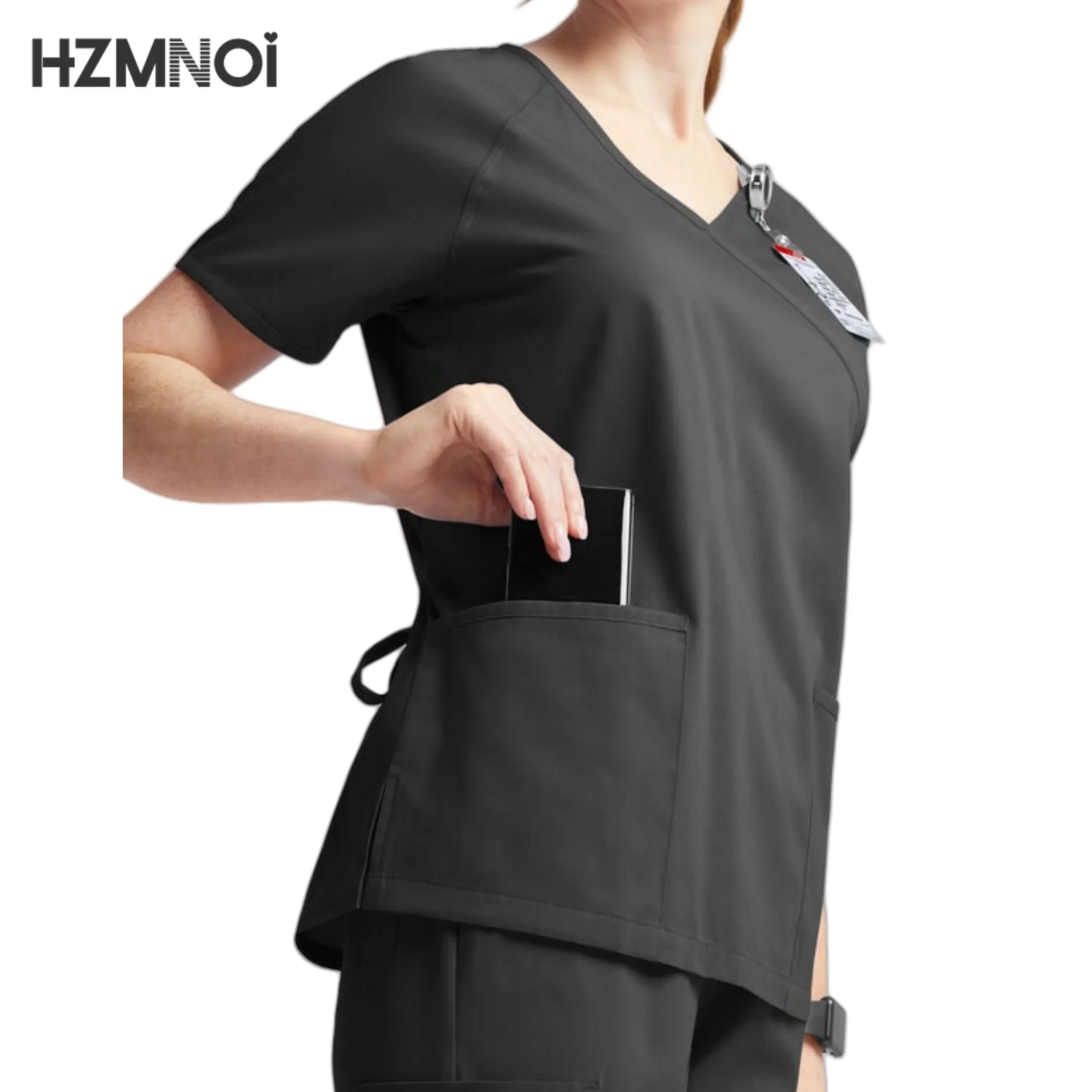 Nieuwe Scrubs Set Medische Uniformen Stretch Tops Rechte Broek met Zak Verpleegster Uniform Chirurgie Sweet Spa Schoonheidssalon Werkkleding