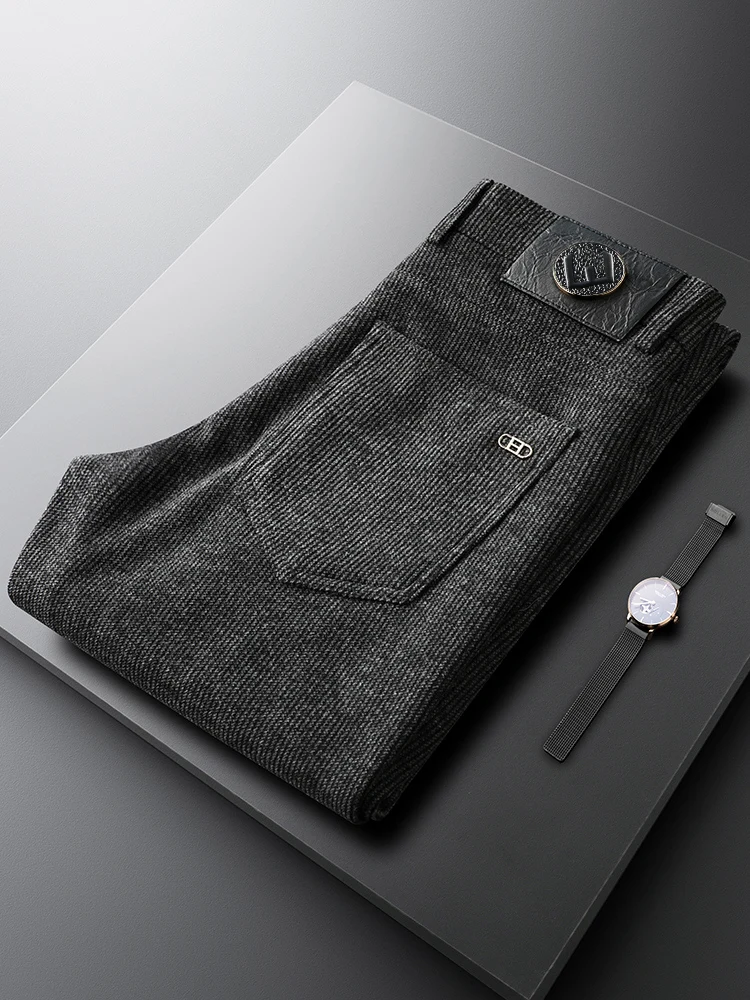 

Busin повседневные шерстяные мужские брюки с прямыми штанинами для поездок на работу, осень-зима, новый Sle Faionable Ciscape