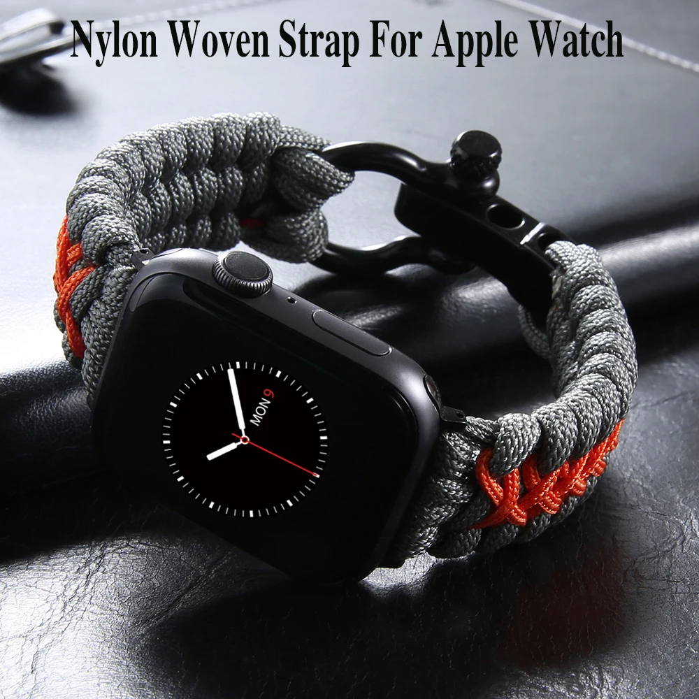 Survival Outdoor Braided nylon strap for Apple Watch series 8 Ultra 49mm 7 6 SE 5 4 3 41mm 45mm 40mm 44mm 42mm sports Bracelet