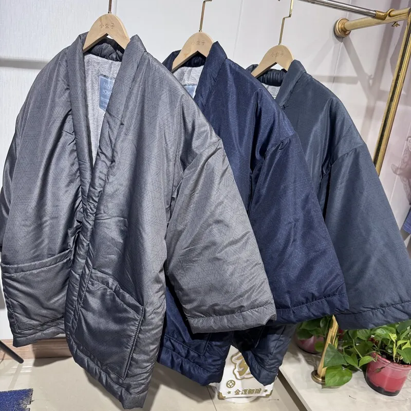 Men Women Warm Quilted Kimono Cardigan Robe Japanese Hanten Jacket Thick Fleece Lined Winter Coat Casual Loungewear Homewear