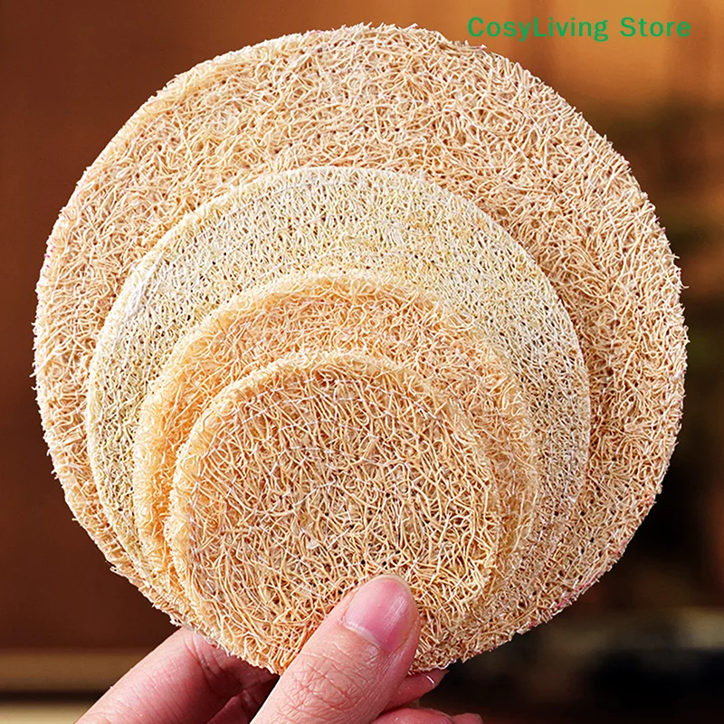 Round Single/double Layer Loofah Loofah Mat Heat Insulation Pot Mat Tea Coaster Teapot Mat Tea Set Accessories