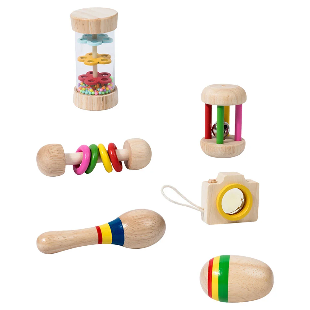 

Rattle Set Lovely Baby Toys Kids Shaking Newborn Rattles Wooden Hand Toddler Bite Portable