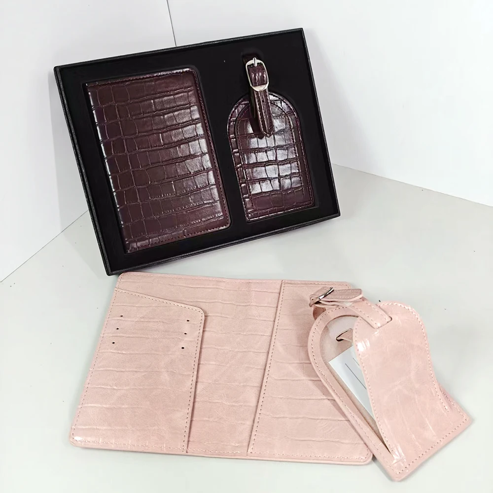 Luxury Passport Cover Luggage Tag Gift Box Set Custom Name Men Women Present Travel Accessories Suitcase Label Passport Holder image 5