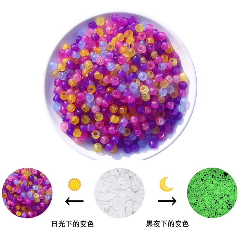 100Pcs 6x8mm UV Reactive Decorative Bead DIY Bracelet Jewelry Accessory Color Changing Luminous Acrylic Bead Glow In The Dark