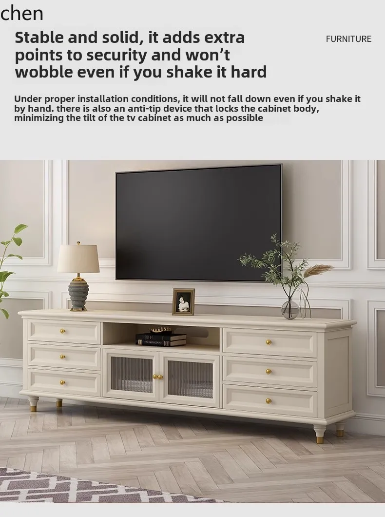 TQH solid wood TV cabinet living room coffee table combination modern simple small apartment storage simple European furniture