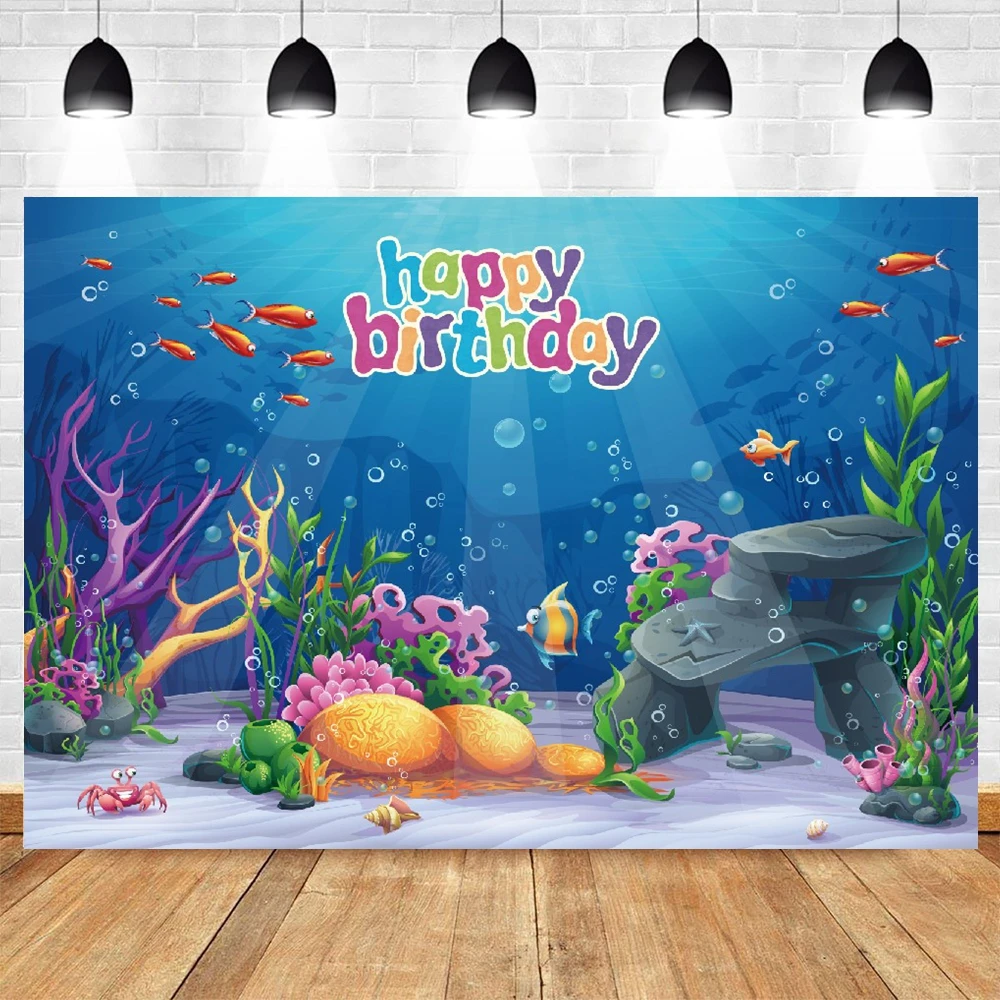 Underwater World Shark Fish Photography Backdrop Sea Ocean Dolphin Newborn Baby Birthday Party Decor Kids Portrait Background