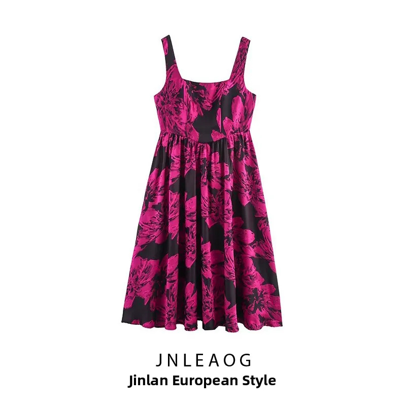 JNLEAOG Jesienna Nowa Kolekcja Damska Modna Bluzka z Małym Dekoltem, Haftem, Ramiączkami, Francuski Styl, Wysoki Stan, Włókno Poliestrowe