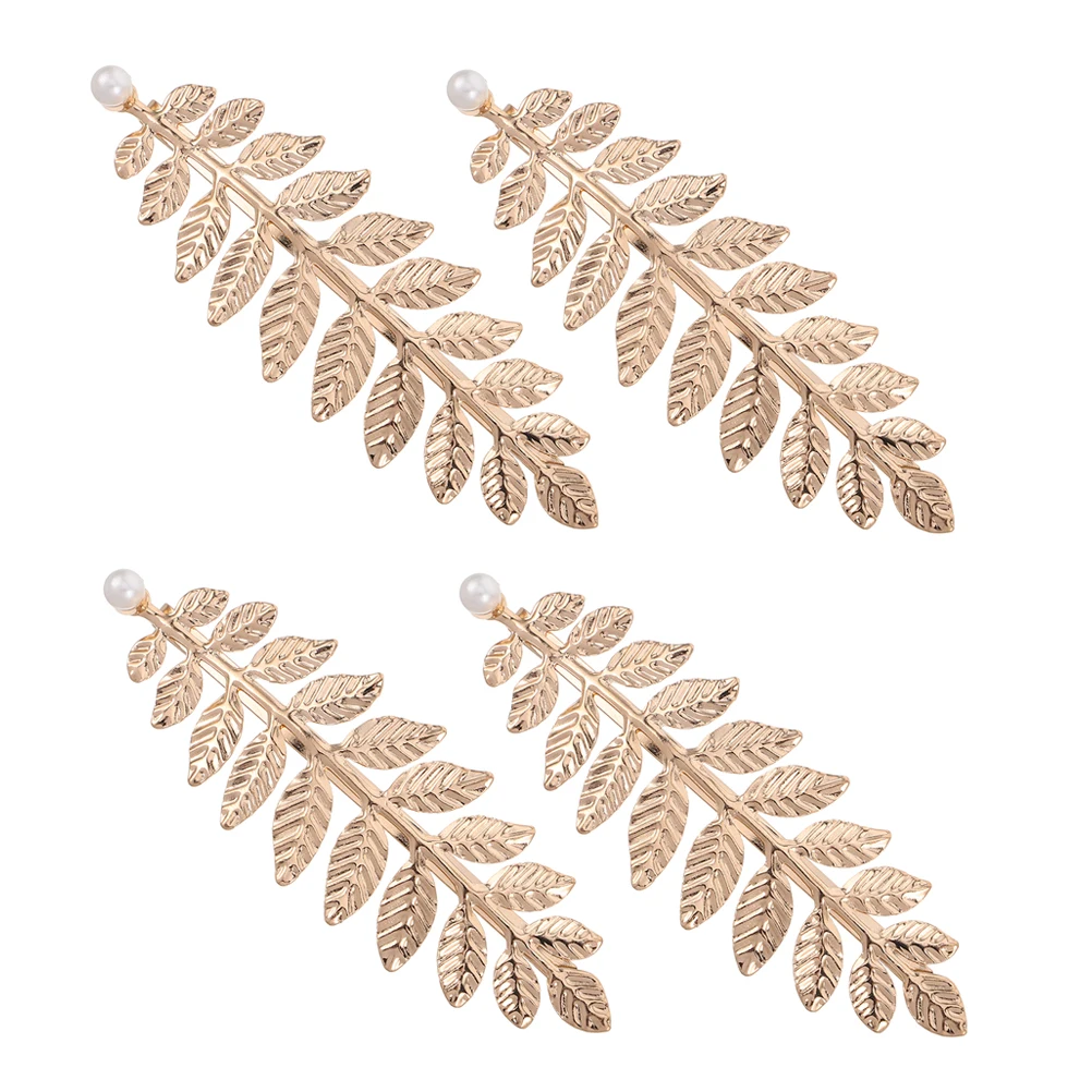 

4Pcs Pearl Leaf Hair Clips Elegant Bridal Hairpieces Vintage Wedding Hair Barrettes for Special Occasions Leaf Wedding Hairpin