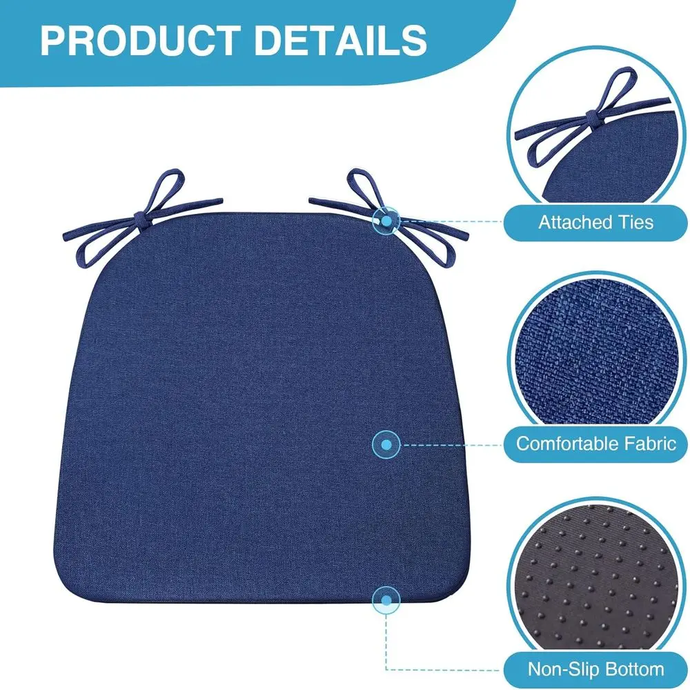 Chair Cushions for Dining Chairs Set of 6, Non Slip Kitchen Chair Pads, 17" x 16" x 2", Indoor Dining Chair Cushions with Ties,