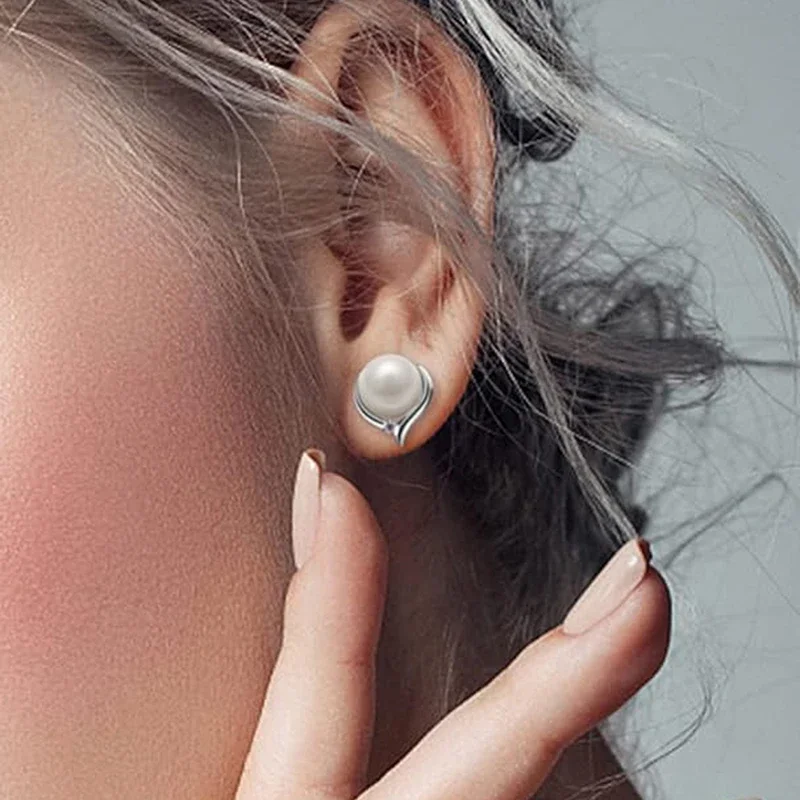 Huitan Chic Imitation Pearl Stud Earrings for Women Trendy Elegant Wedding Party Jewelry Simple Stylish Ear Accessory Lady Gift