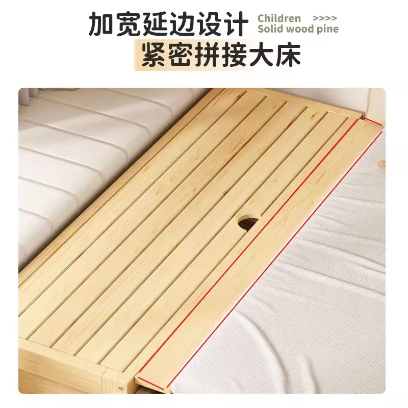 Bedside widened splicing bed Adults can sleep Children's baby solid wood splicing bed Queen bed widened splicing bed box type