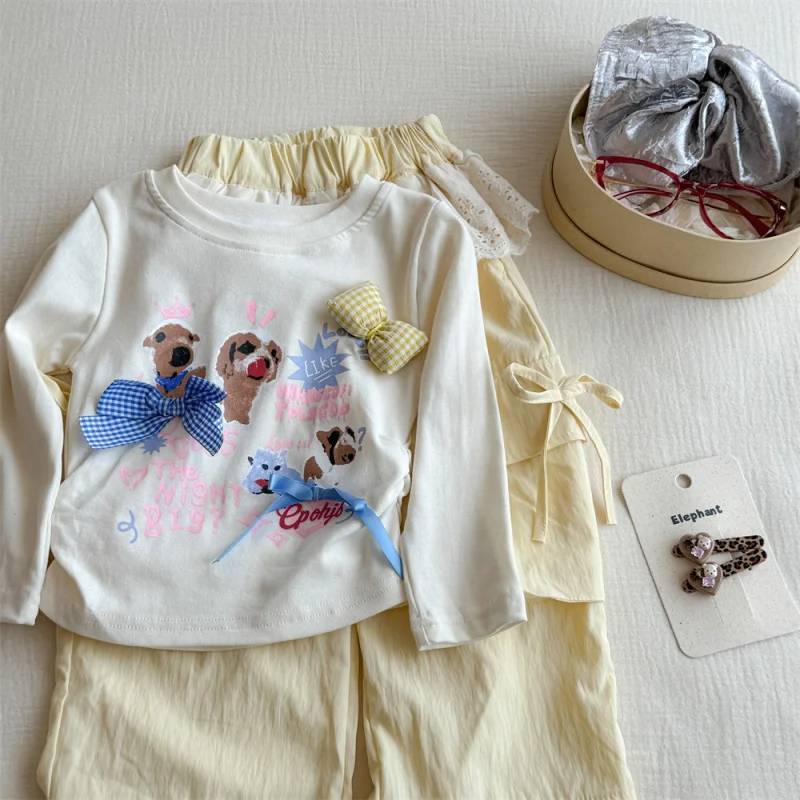 

Girls' Autumn Outfit New Dopamine Stylish Children's Autumn Outfit Baby Cargo Pants Two-Piece Set Stylish