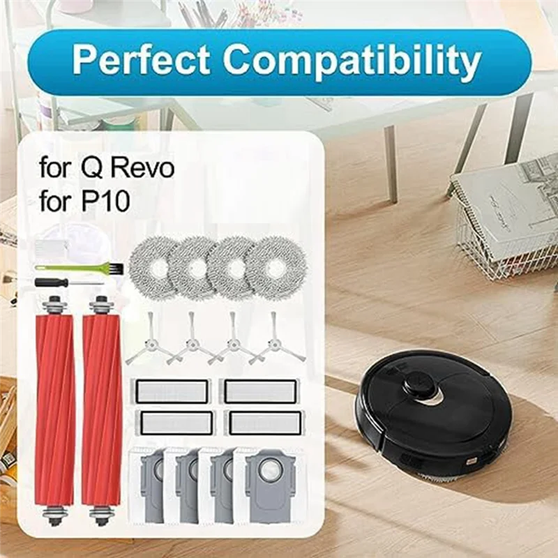 ABRB-メインブラシ、モップパッド、ダストバッグ、HEPAフィルター、サイドブラシ交換用アクセサリー Roborock Q Revo用