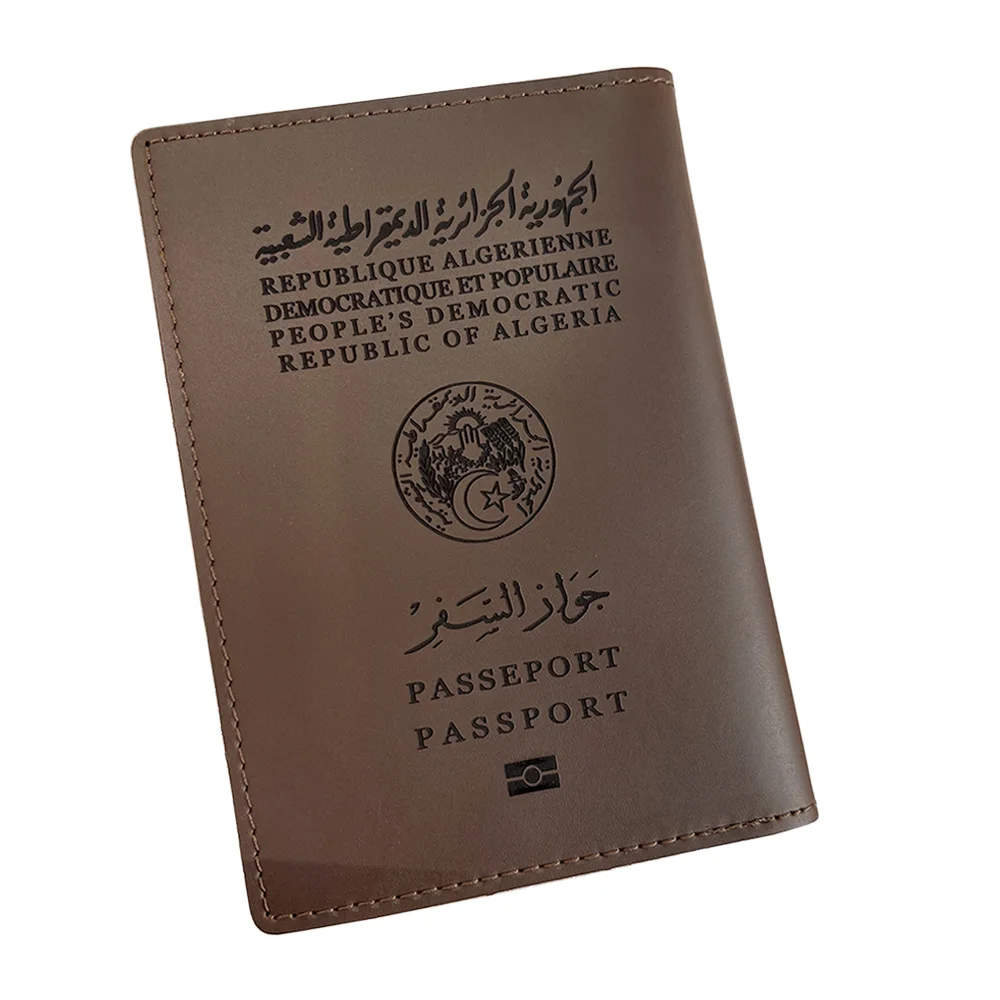 Handmade Genuine Leather Algeria Passport Cover Genuine Leather Passport Holder