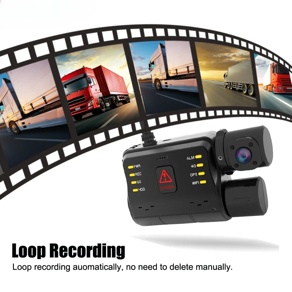 2K Full Hd Dash Cam Camera Driving Recorder Front and Interior Cabin Dashcam Dual Lens with FREE CMSV6