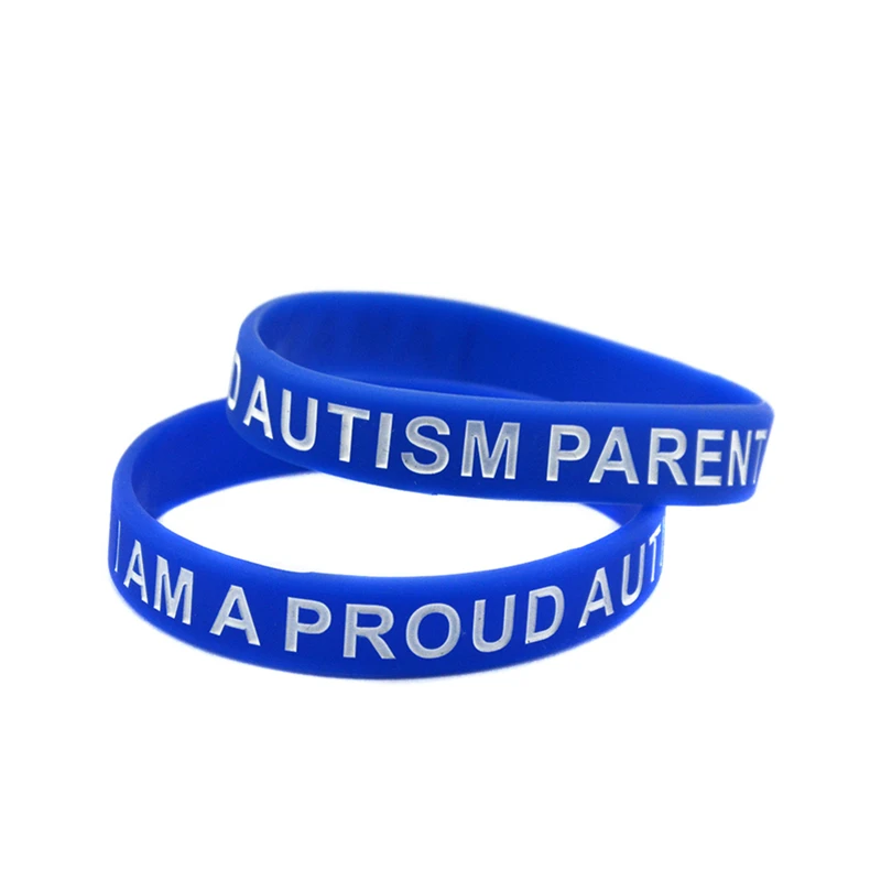 1 Stück Autismus-Bewusstseins-Motivationsarmband aus Silikon „Ich bin ein stolzer Elternteil eines Autisten“ – Detail 3