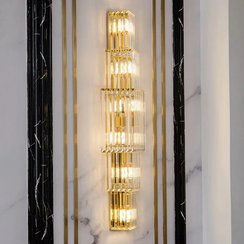 

High-end Modern Design Crystal Wall Lamp for Luxury Light Emitting Diode Background Wall in Villas and Hotels