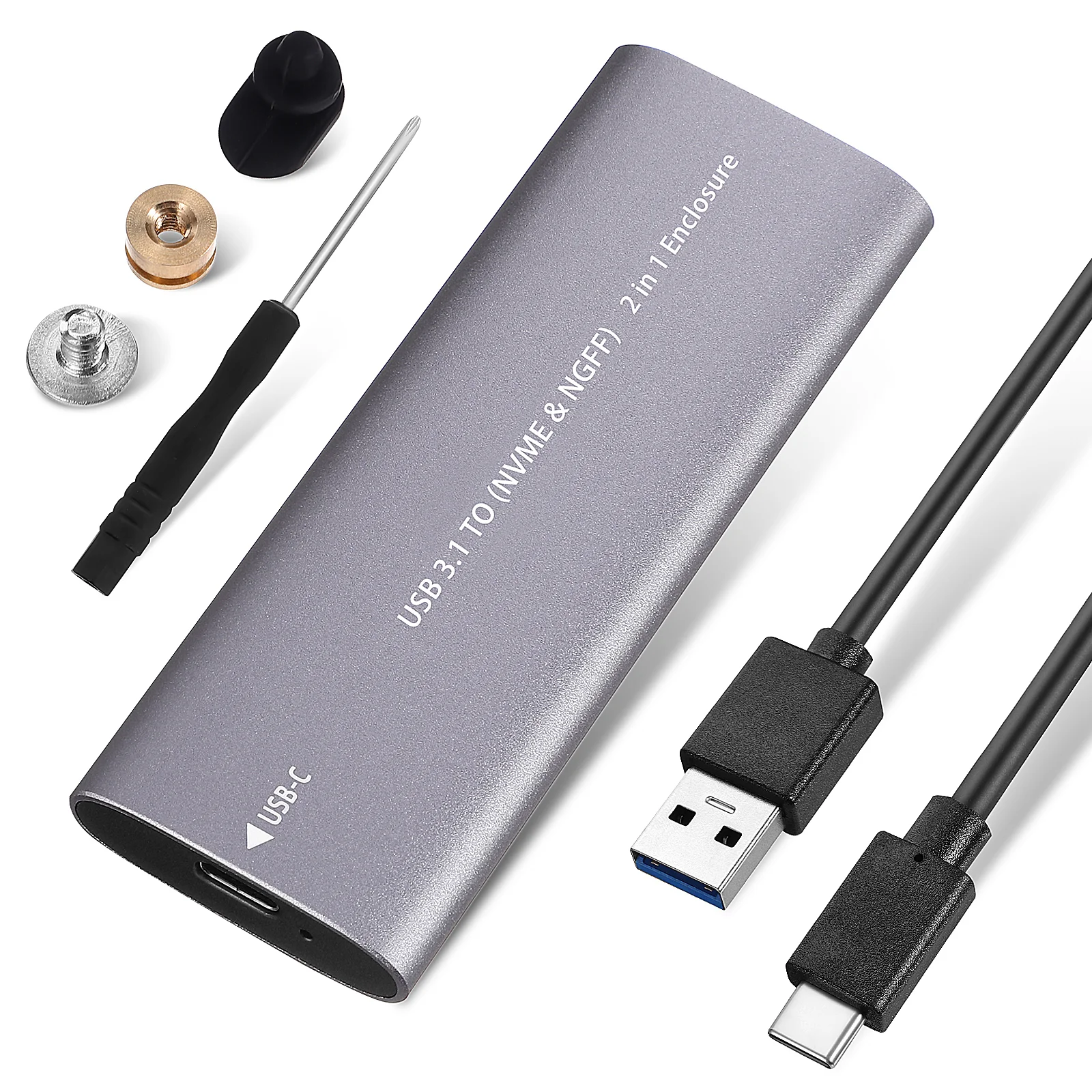 

Tool Free HDD Enclosure Office External Solid State Drive Stick Aluminum Alloy Storage Hard Disk